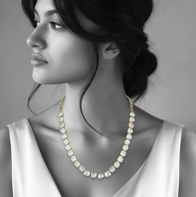 Polki Necklace Line in Open Setting